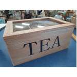 Wooden Tea Box - Compartments - Glass Lid