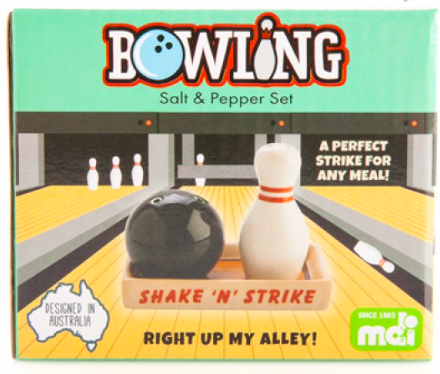 Bowling salt shop and pepper shakers