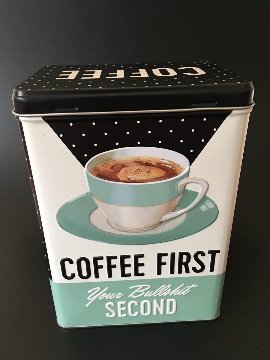 Coffee Storage Tin Clip Top Retro Caffeine Addicted 