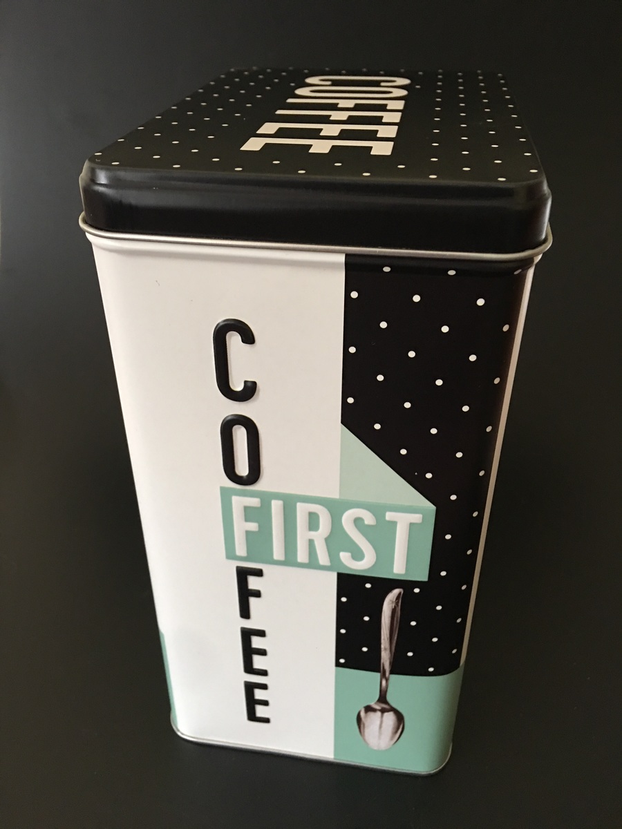 Retro Coffee Storage Tin Clip Top Caffeine Addicted 