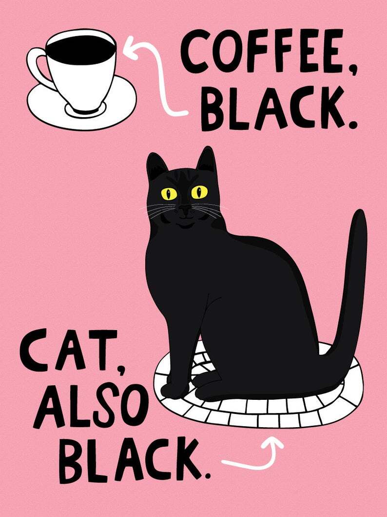  Black  Cat  Black  Coffee  Art Print Poster Able Game eBay