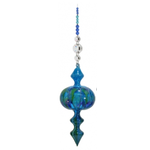 Blue Beaded Blown Glass Painted Bauble - Made In WA - Double Point 
