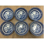 Churchill Blue Willow Cereal Bowls x 6 - 15.5 cm