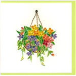 Floral Hanging Basket Greeting Card - Handmade Quilling - Blank