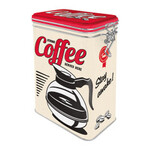 Coffee Storage Tin - Strong Coffee Served Here - Clip Top - Retro
