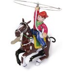 Wind Up Tin Toy - Cowboy With Whip & Horse