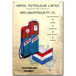 Ampol Petrol - Retro Tin Sign - Fuel Oil Memorabilia