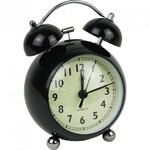 VINTAGE Style Black Metal Alarm Clock - Bell Alarm Domed Glass - Silent Tick