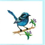 Blue Wren Greeting Card - Handmade Quilling - Blank