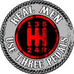 Real Men Use Three Pedals - Round Tin Sign - 30 cm