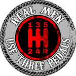Real Men Use Three Pedals Tin Sign - Round