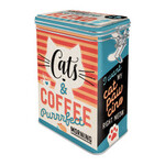 Clip Top Storage Tin - Cats & Coffee - 1.3L 
