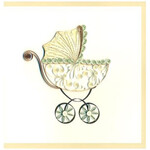 New Baby Pram - Blank Greetings Card - Quilling