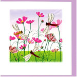 Poppies and Dragonflies | Blank Greetings Card | Quilling