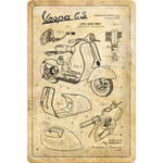 Vespa Parts Sketch -  Medium Tin Sign - Nostalgic Art