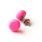 Polymer Stud Earrings - Basic Range - Hot Neon Pink - On A Whim Designs