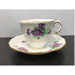 VINTAGE Colclough Bone China Tea Cup Duo | Purple Flower