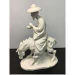 VINTAGE Bearded Japanese Man Riding A Donkey | White Porcelain Figurine 