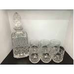 Heavy Diamond Cut Decanter & Whiskey Glass Set | 7 Piece