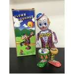 Clown Drummer Wind Up Tin Toy - 20 cm Tall 
