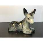 VINTAGE Ceramic Grey Donkey Ornament | Lying Down | 10.5 cm Tall 