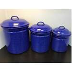 Blue Enamel Canister Set of 3 | Nesting 
