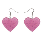 Heart Solid Glitter Resin Drop Earrings | Erstwilder | Essentials Pink
