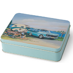 Holden Picnic With Caravan at Lake Tabourie Tin | Classic Automobilia
