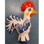 Blue & White Rooster Small Magnet Ceramic - Portuguese - Rooster of Luck & Happiness