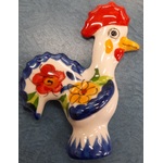 Blue & White Floral Rooster Small Magnet Ceramic - Portuguese - Rooster of Luck & Happiness