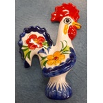 Blue and White Floral Large Magnet Ceramic - Portuguese - Rooster of Luck & Happiness