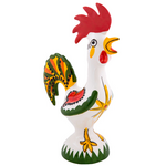 Green & White Rooster 13 cm Ceramic - Portuguese - Rooster of Luck & Happiness