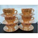 Termocrisa Mexico Peach Lustre Cup & Saucers x 6
