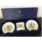 VINTAGE 1978 Royal Worcester Mandarin Birds - Boxed Set - Trinket Dishes & Small Vase 