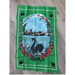 VINTAGE Perth WA Swan Souvenir Tea Towel - Linen 