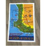 VINTAGE Souvenir Tea Towel - South West Western Australia - Map