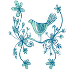 Blue Floral Bird - Greetings Card - Able And Game