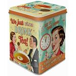 Small Tea Storage Tin - We Just Wanna Drink Tea - Hinged Lid