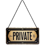 Private  - Hanging Tin Sign 20 x 10 cm - Nostalgic Art