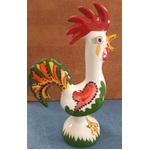 Green & White Rooster 17.5cm Ceramic - Portuguese - Rooster of Luck & Happiness