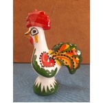 Green & White Floral Rooster 7.5cm Ceramic | Portuguese | Rooster of Luck & Happiness