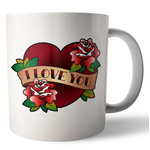 I Love You Coffee Mug - Vintage Tattoo Style