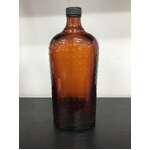 VINTAGE Poison Not To Be Taken Bottle - Imperial Quart - Amber Glass w Lid 