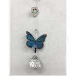 Hanging Crystal Suncatcher - Ulysses Butterfly w Clear Sphere 