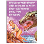 Running Away From Dinosaurs - Funny Fridge Magnet