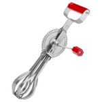 Hand Egg Beater Whisk - Red Handle - Stainless Steel