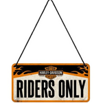Harley-Davidson Riders Only Hanging Tin Sign | Nostalgic Art | 20 x 10 cm | Retro Metal Sign