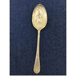 ANTIQUE Repousse Serving Spoon with Storks Oriental Theme - Victorian Design Lozenge C1880