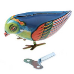 Wind Up Tin Toy - Pecking Blue Bird