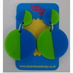 Retro Pop Art Dangle Earrings | Acrylic | Green Blue